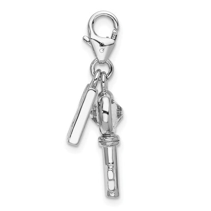Sterling Silver Rh 3-D Enameled 21 And Key W/Lobster Clasp Charm