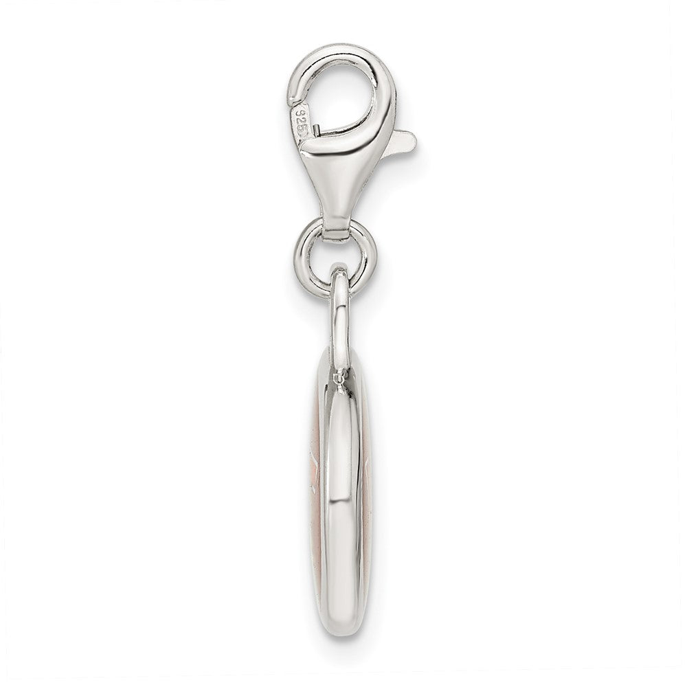 Sterling Silver Amore La Vita Rhodium-Plated Polished Enameled Virginia Tech University Charm With Fancy Lobster Clasp