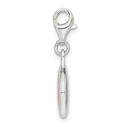 Sterling Silver Amore La Vita Rhodium-Plated Polished Enameled Virginia Tech University Charm With Fancy Lobster Clasp