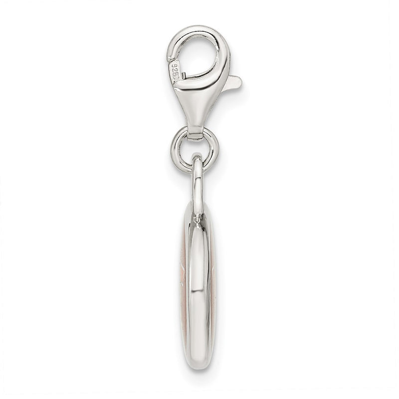Sterling Silver Amore La Vita Rhodium-Plated Polished Enameled Virginia Tech University Charm With Fancy Lobster Clasp