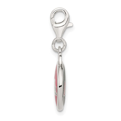 Sterling Silver Amore La Vita Rhodium-Plated Polished Enameled University Of Mississippi Charm With Fancy Lobster Clasp