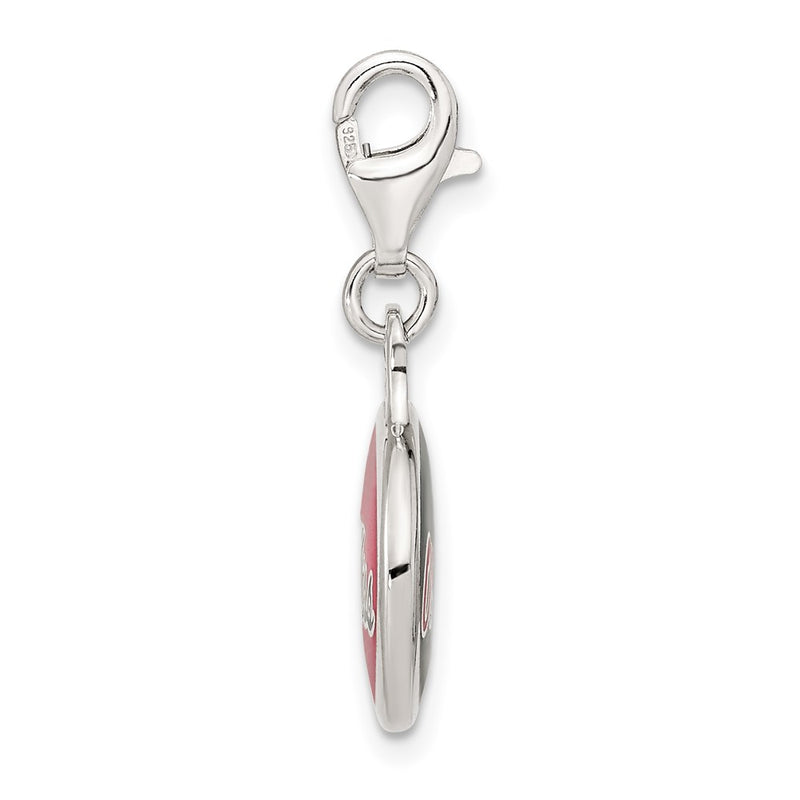 Sterling Silver Amore La Vita Rhodium-Plated Polished Enameled University Of Mississippi Charm With Fancy Lobster Clasp