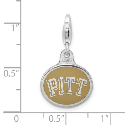 Sterling Silver Enamel Univ. Of Pittsburgh W/ Lobster Clasp Charm