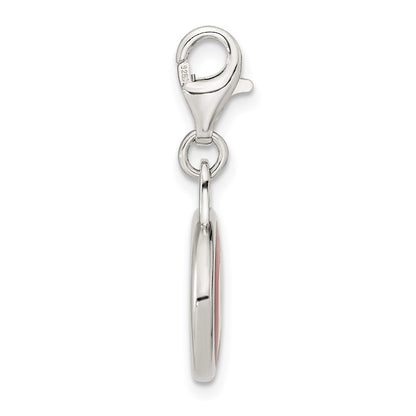 Sterling Silver Amore La Vita Rhodium-Plated Polished Enameled University Of Wisconsin Charm With Fancy Lobster Clasp