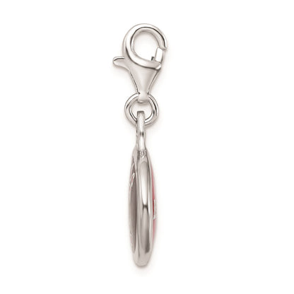 Sterling Silver Amore La Vita Rhodium-Plated Polished Enameled University Of Cincinnati Charm With Fancy Lobster Clasp