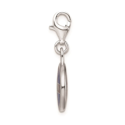 Sterling Silver Amore La Vita Rhodium-Plated Polished Enameled University Of Connecticut Charm With Fancy Lobster Clasp