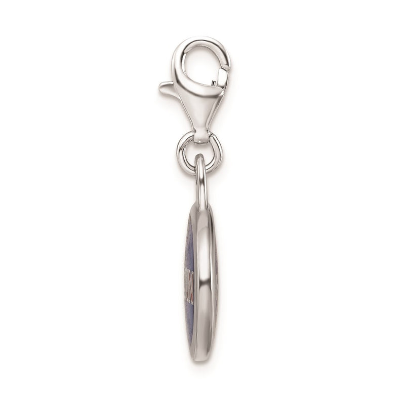 Sterling Silver Amore La Vita Rhodium-Plated Polished Enameled University Of Connecticut Charm With Fancy Lobster Clasp