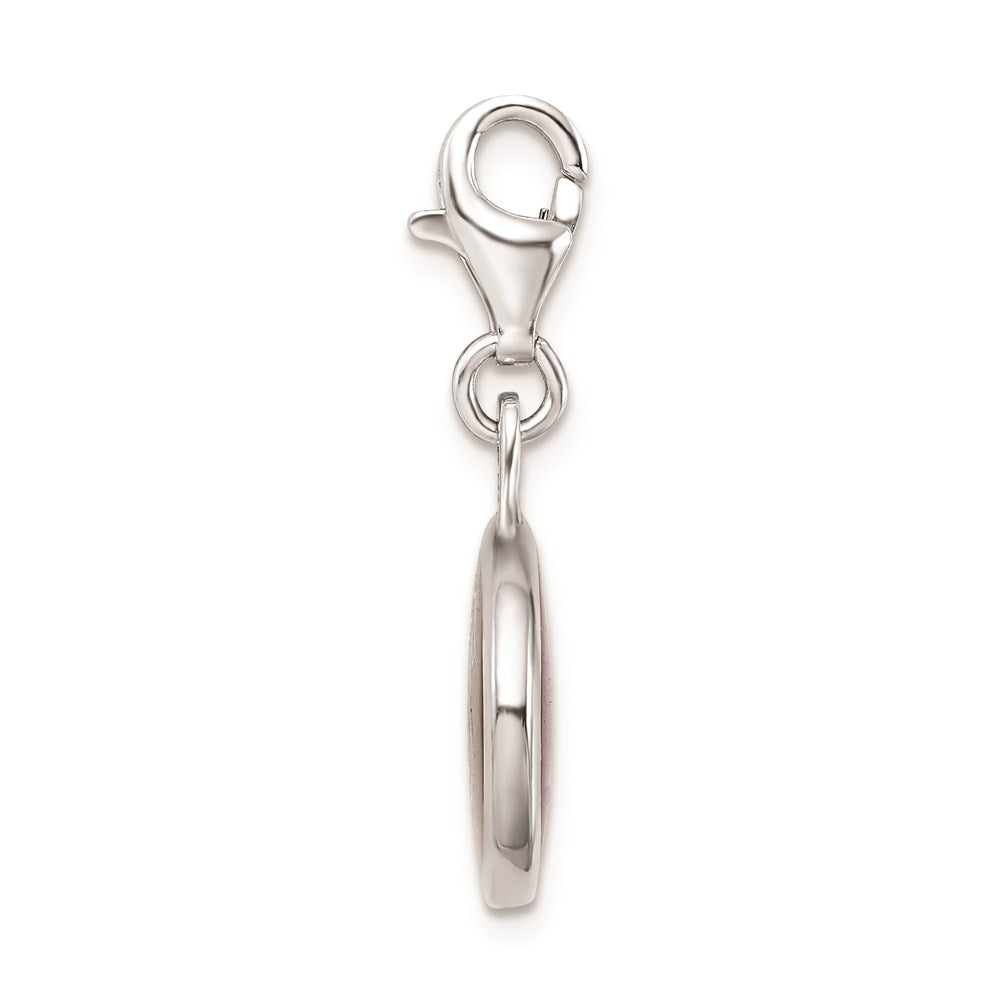 Sterling Silver Amore La Vita Rhodium-Plated Polished Enameled Florida State University Charm With Fancy Lobster Clasp