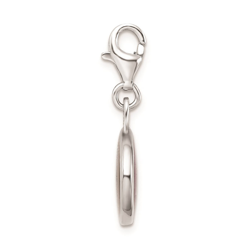 Sterling Silver Amore La Vita Rhodium-Plated Polished Enameled Florida State University Charm With Fancy Lobster Clasp