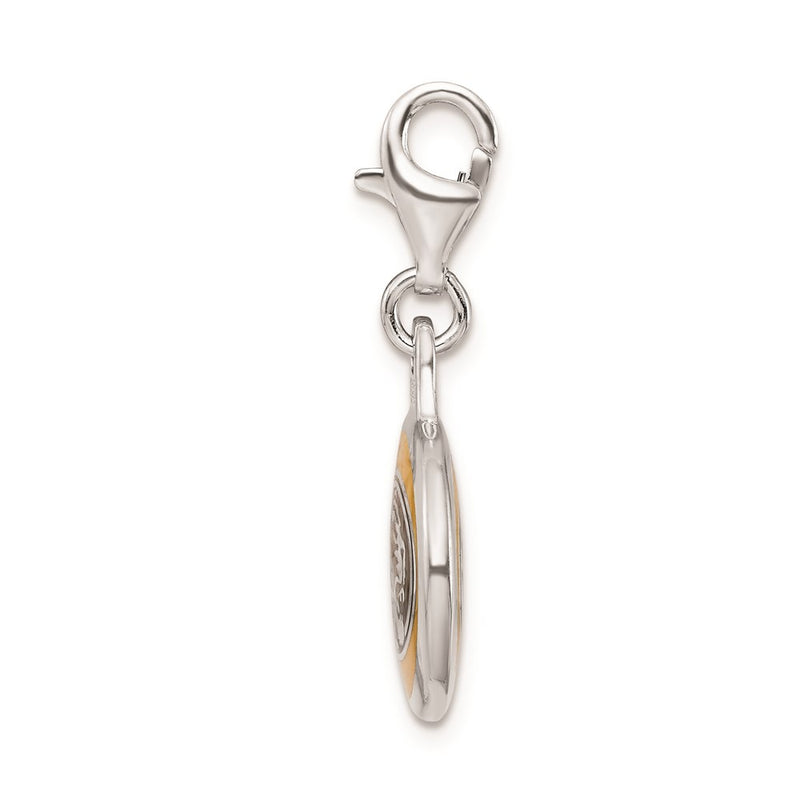 Sterling Silver Amore La Vita Rhodium-Plated Polished Enameled University Of Missouri Charm With Fancy Lobster Clasp