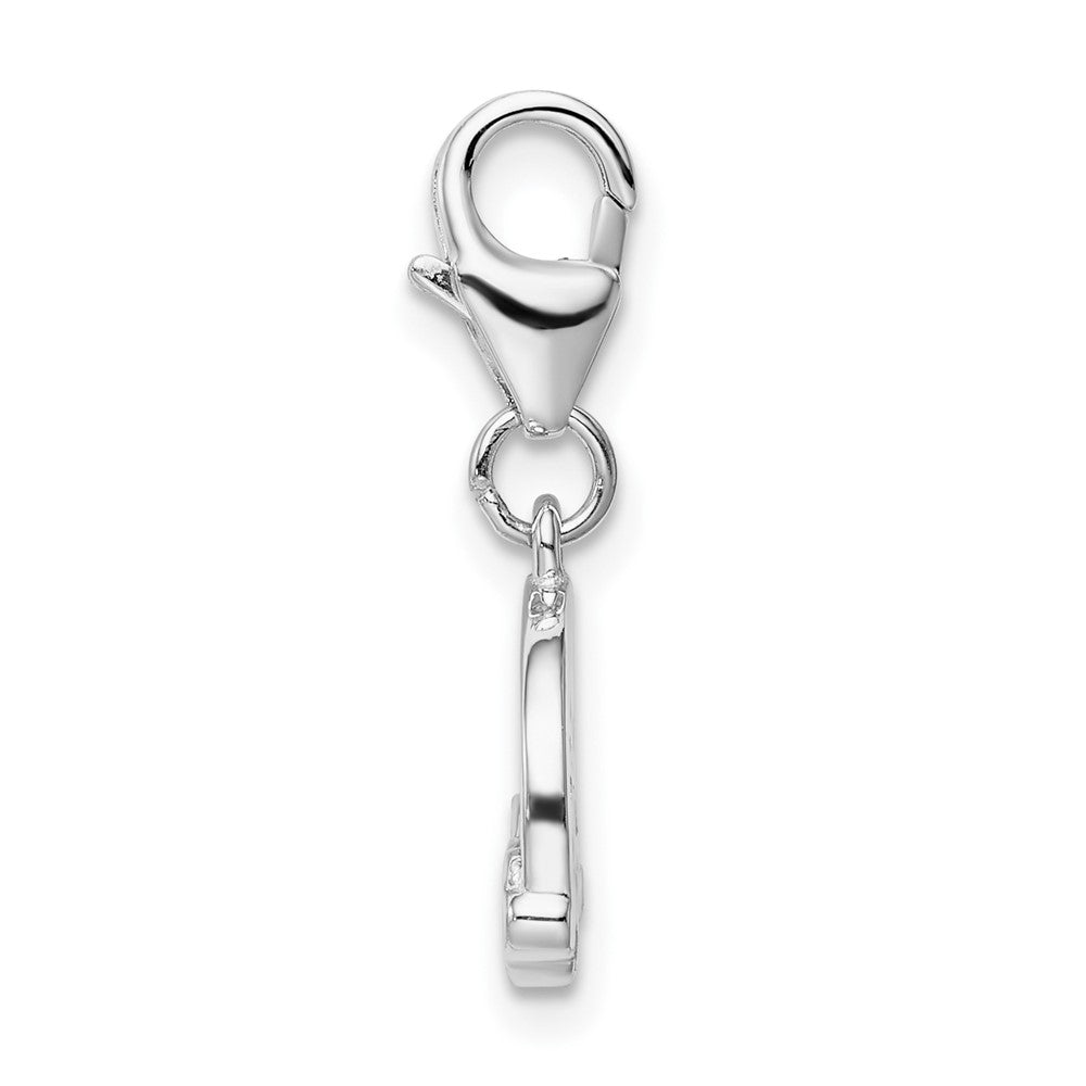 Sterling Silver Amore La Vita Rhodium-Plated Polished Multi-Colored Enameled Rainbow Charm With Fancy Lobster Clasp