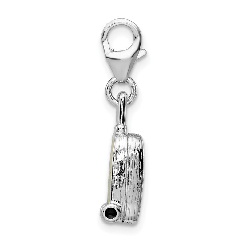 Sterling Silver Amore La Vita Rhodium-Plated Polished 3-D Enameled Brazilian Flag Suitcase Charm With Fancy Lobster Clasp