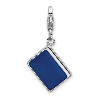 Sterling Silver Amore La Vita Rhodium-Plated Polished 3-D Enameled Passport Charm With Fancy Lobster Clasp