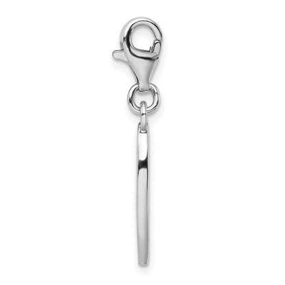 Sterling Silver Amore La Vita Rhodium-Plated Polished Enameled Surf Board With Flowers Lobster Clasp Charm