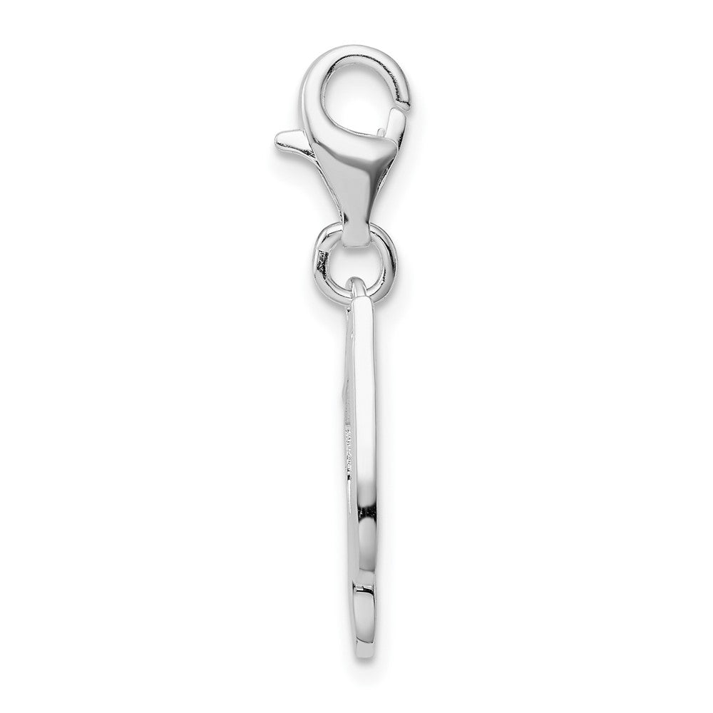 Sterling Silver Amore La Vita Rhodium-Plated Polished Cz Music Note Lobster Clasp Charm