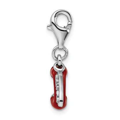 Sterling Silver Amore La Vita Rhodium-Plated Polished 3-D Enameled Call Me Phone Lobster Clasp Charm