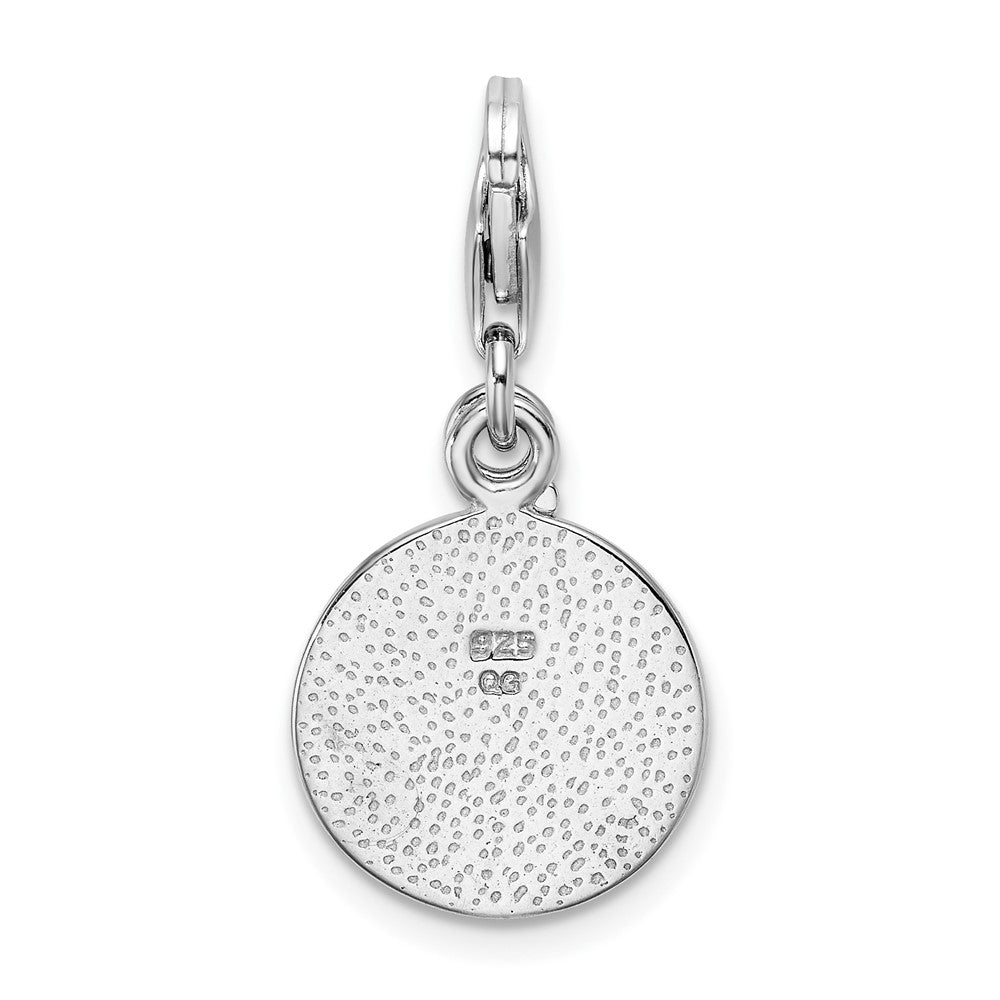 Sterling Silver Amore La Vita Rhodium-Plated Polished Peace Charm With Fancy Lobster Clasp