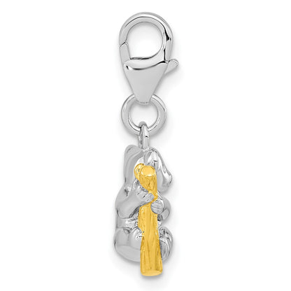Ss/Gold Plated Amore La Vita Sterling Silver Rhodium-Plated And Gold-Plated 3-D Koala Bear On Tree Charm With Fancy Lobster Clasp