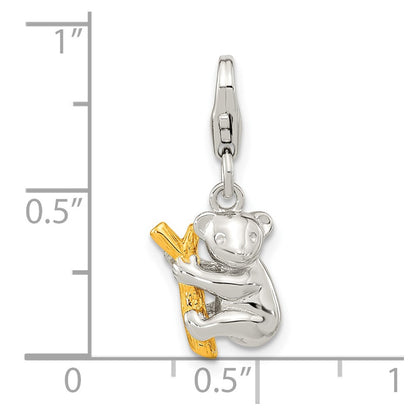 Ss/Gold Plated Amore La Vita Sterling Silver Rhodium-Plated And Gold-Plated 3-D Koala Bear On Tree Charm With Fancy Lobster Clasp