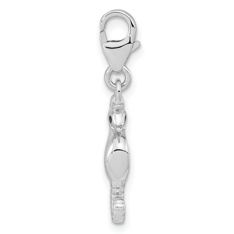 Sterling Silver Amore La Vita Rhodium-Plated Polished 3-D Glitter Enameled Seahorse Charm With Fancy Lobster Clasp