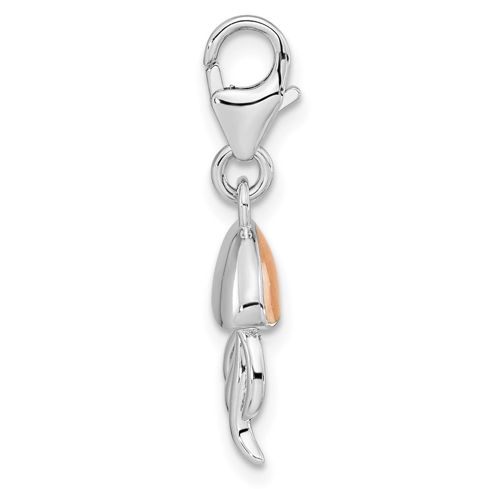 Sterling Silver Amore La Vita Rhodium-Plated Polished 3-D Glitter Enameled Jellyfish Charm With Fancy Lobster Clasp