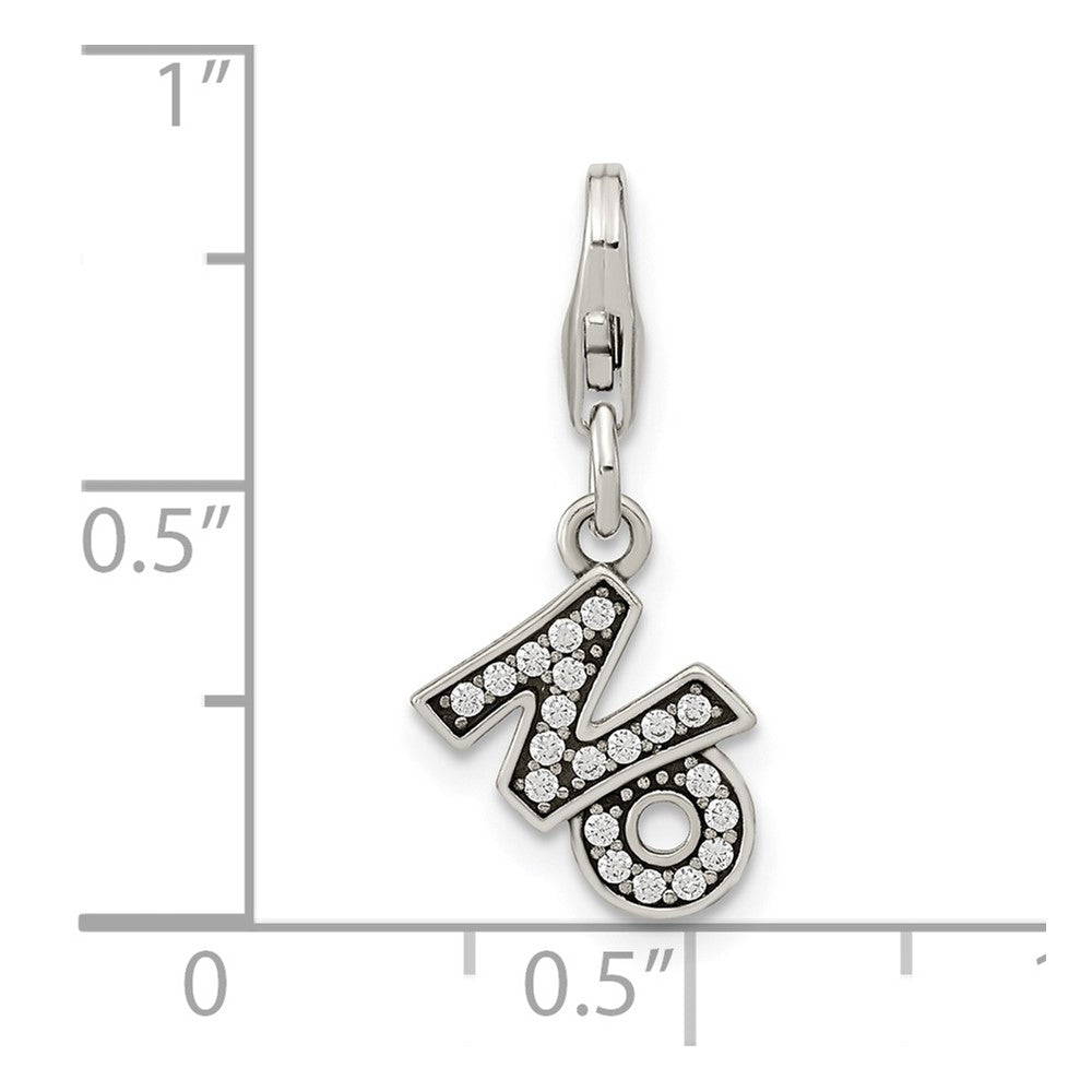 Sterling Silver Amore La Vita Rhodium-Plated Polished Antiqued Cz No Charm With Fancy Lobster Clasp
