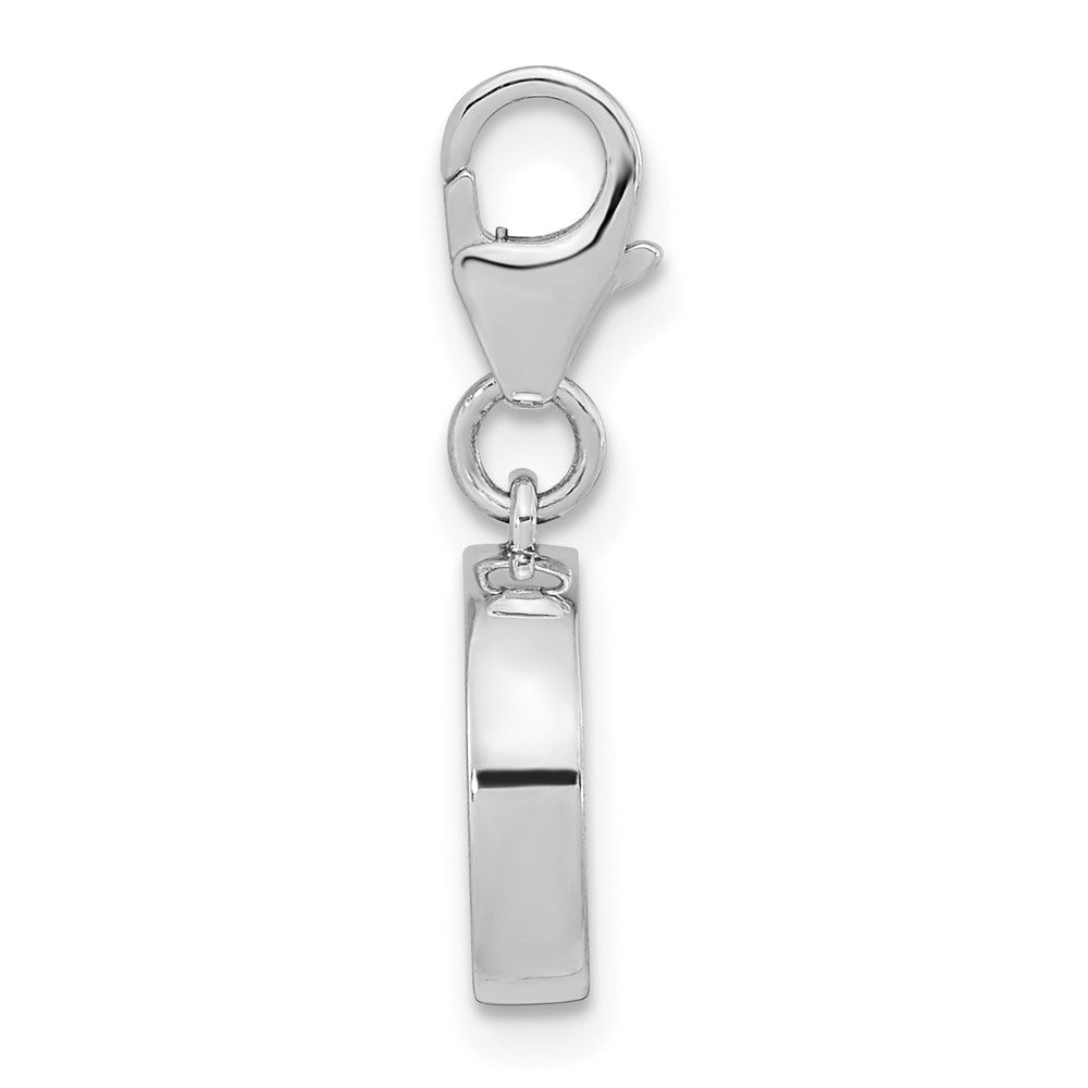 Sterling Silver Amore La Vita Rhodium-Plated Polished Antiqued Enameled Reversible Golden Gate Bridge Charm With Fancy Lobster Clasp