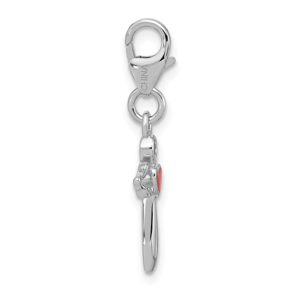 Sterling Silver Amore La Vita Rhodium Plated Angel with Enameled Red Heart Charm