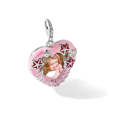 Sterling Silver Amore La Vita Rh-Pl Enamel Daughter Heart Picture Frame Charm
