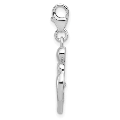 Sterling Silver Amore La Vita Rh-Pl Enamel Mom/child Reversible Dangle Heart Charm