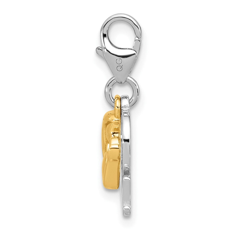 Sterling Silver Amore La Vita Rhodium Plated/gold-Plated CZ Mother's Love Mom Charm
