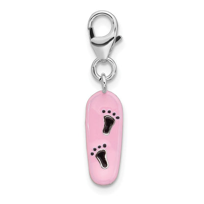Sterling Silver Amore La Vita Rhodium Plated Enameled 3-D Skate Board Charm