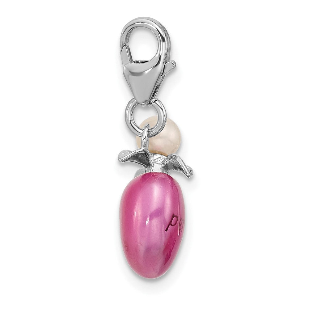 Sterling Silver Amore La Vita Rhod-Pl Enamel Fwc Pearl 3-D Perfume Bottle Charm
