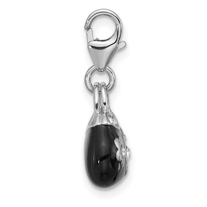 Sterling Silver Amore La Vita Rhodium-Plated Enamel Crystal 3-D Handbag Charm
