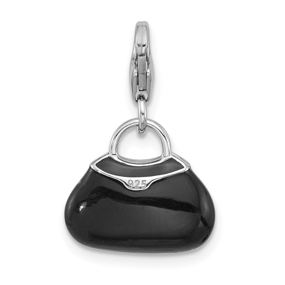 Sterling Silver Amore La Vita Rhodium-Plated Enamel Crystal 3-D Handbag Charm