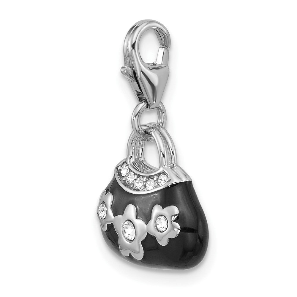 Sterling Silver Amore La Vita Rhodium-Plated Enamel Crystal 3-D Handbag Charm