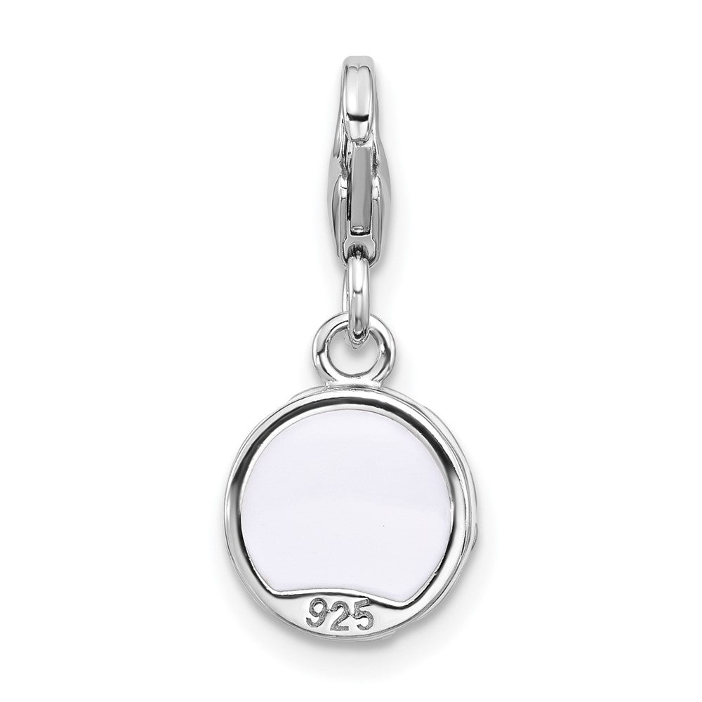 Sterling Silver Amore La Vita Rhodium Plated Enameled Red Heart Topped 3-D Cake Charm