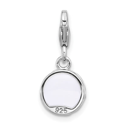 Sterling Silver Amore La Vita Rhodium Plated Enameled Red Heart Topped 3-D Cake Charm