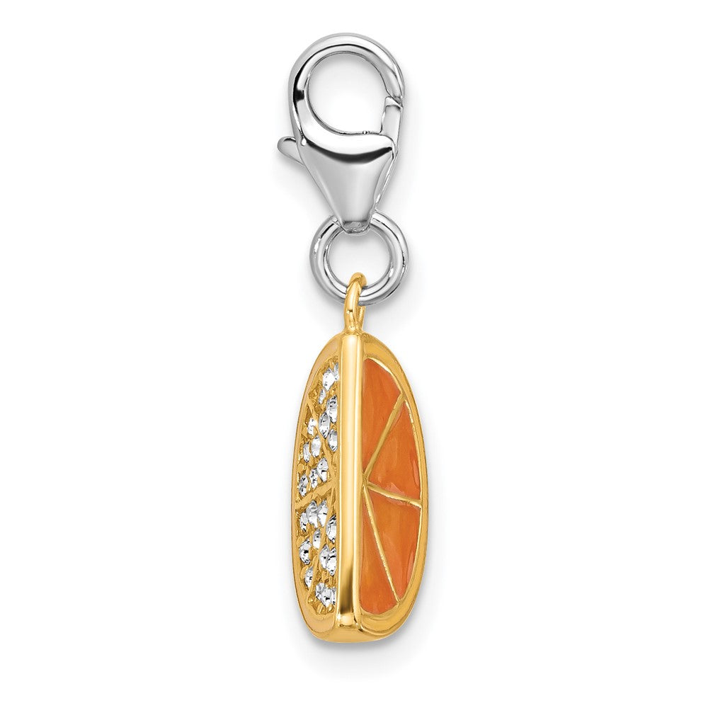 Sterling Silver Amore La Vita Rhodium/gold-Plated Enamel Crystal Orange Charm