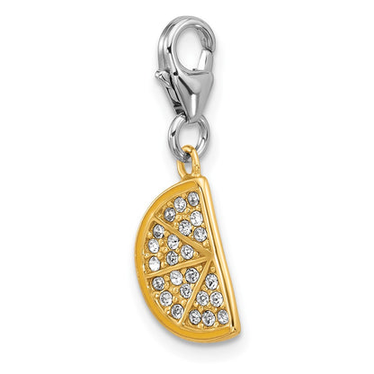 Sterling Silver Amore La Vita Rhodium/gold-Plated Enamel Crystal Orange Charm