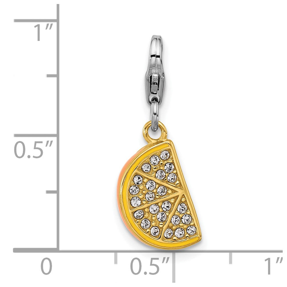 Sterling Silver Amore La Vita Rhodium/gold-Plated Enamel Crystal Orange Charm