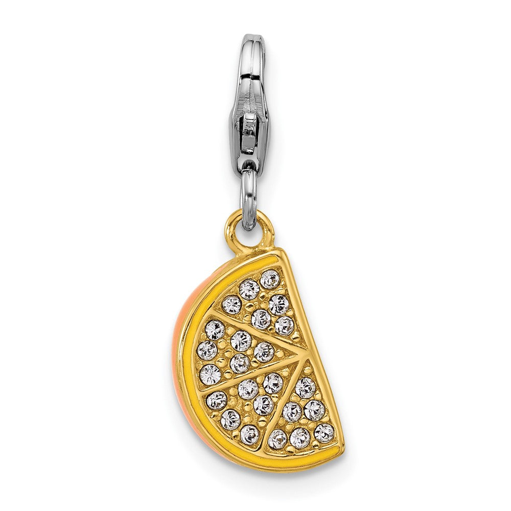 Sterling Silver Amore La Vita Rhodium/gold-Plated Enamel Crystal Orange Charm