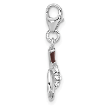 Sterling Silver Amore La Vita Rhodium Plated Crystal Enamel Golf Charm