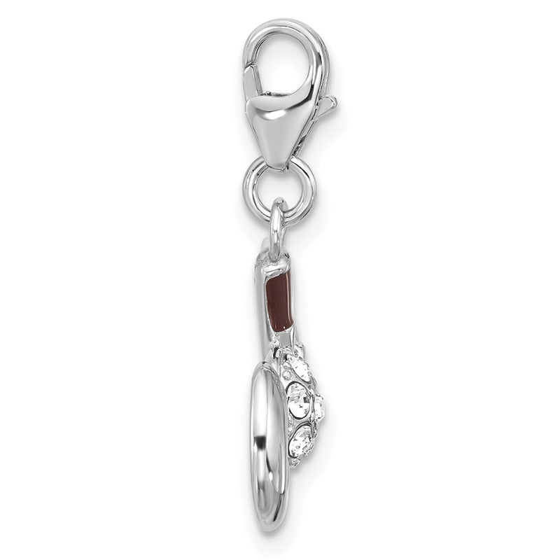 Sterling Silver Amore La Vita Rhodium Plated Crystal Enamel Golf Charm