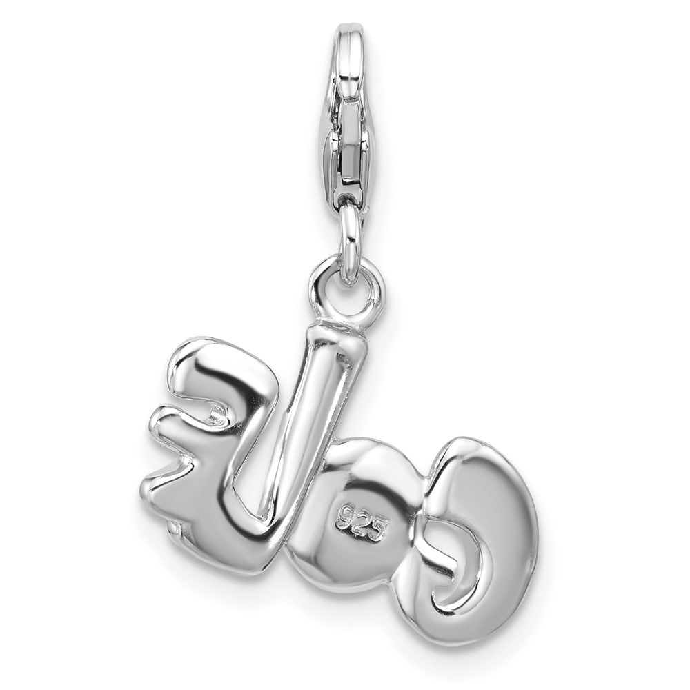 Sterling Silver Amore La Vita Rhodium Plated Crystal Enamel Golf Charm