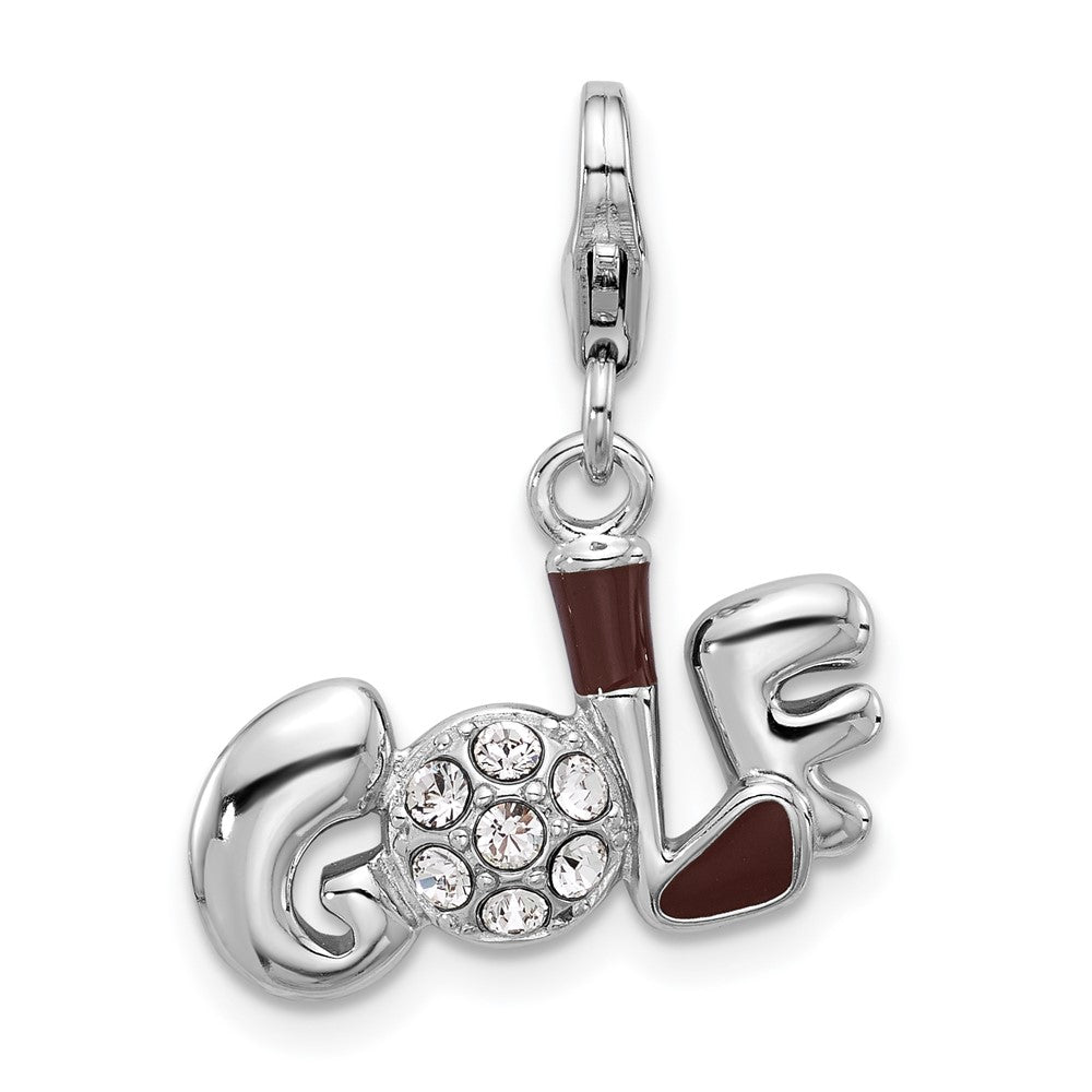 Sterling Silver Amore La Vita Rhodium Plated Crystal Enamel Golf Charm