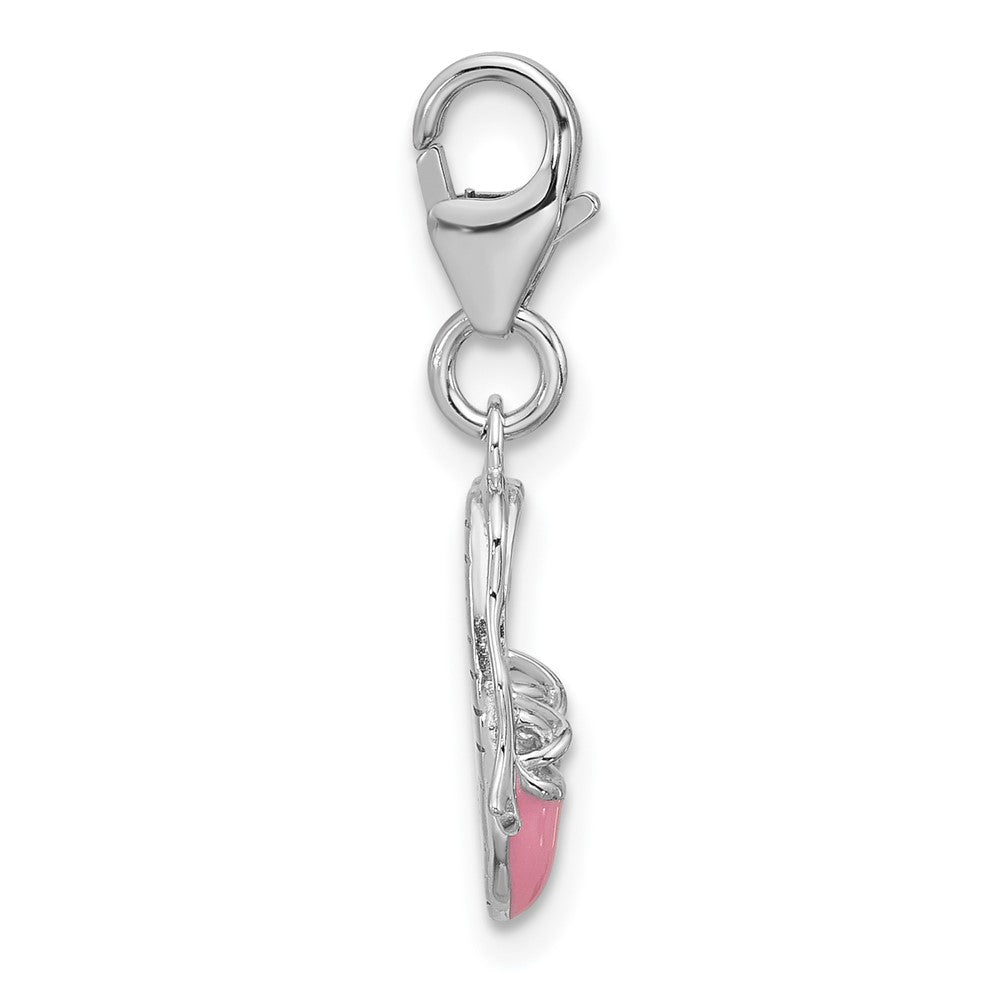 Sterling Silver Amore La Vita Rhodium Plated Enameled Ballet Shoes Charm
