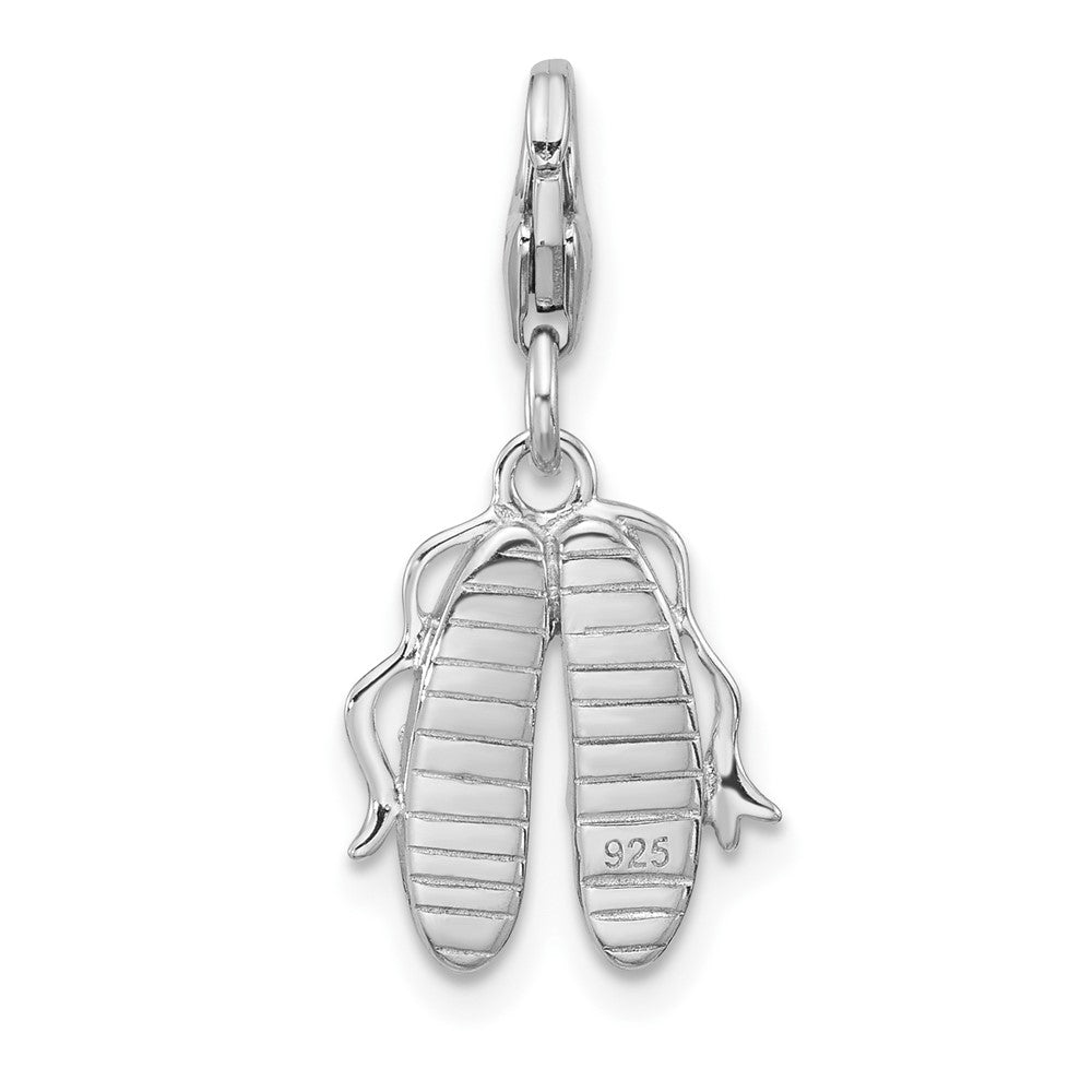 Sterling Silver Amore La Vita Rhodium Plated Enameled Ballet Shoes Charm