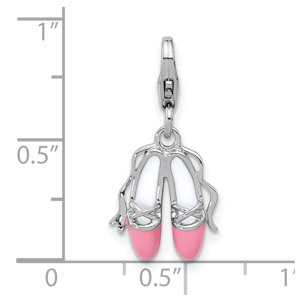 Sterling Silver Amore La Vita Rhodium Plated Enameled Ballet Shoes Charm