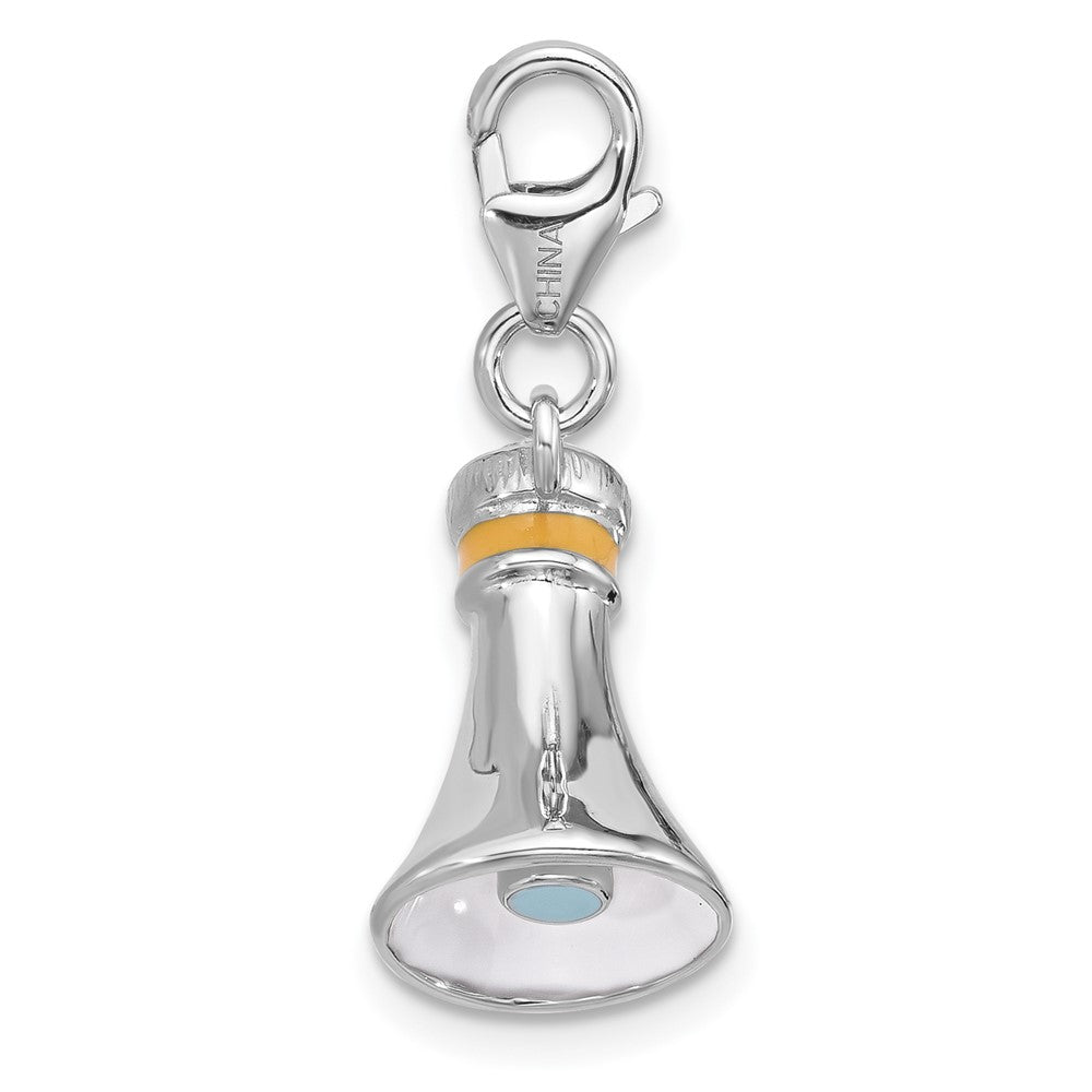 Sterling Silver Amore La Vita Rhodium Plated Enameled 3-D Megaphone Charm